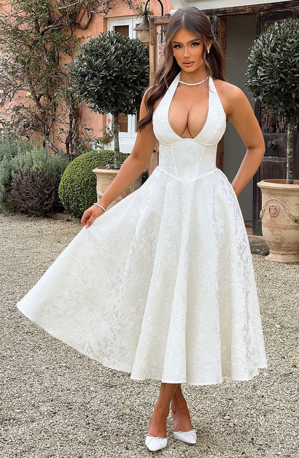 Sofía | Vestido Largo de Fiesta Halter Mujer Escote Profundo