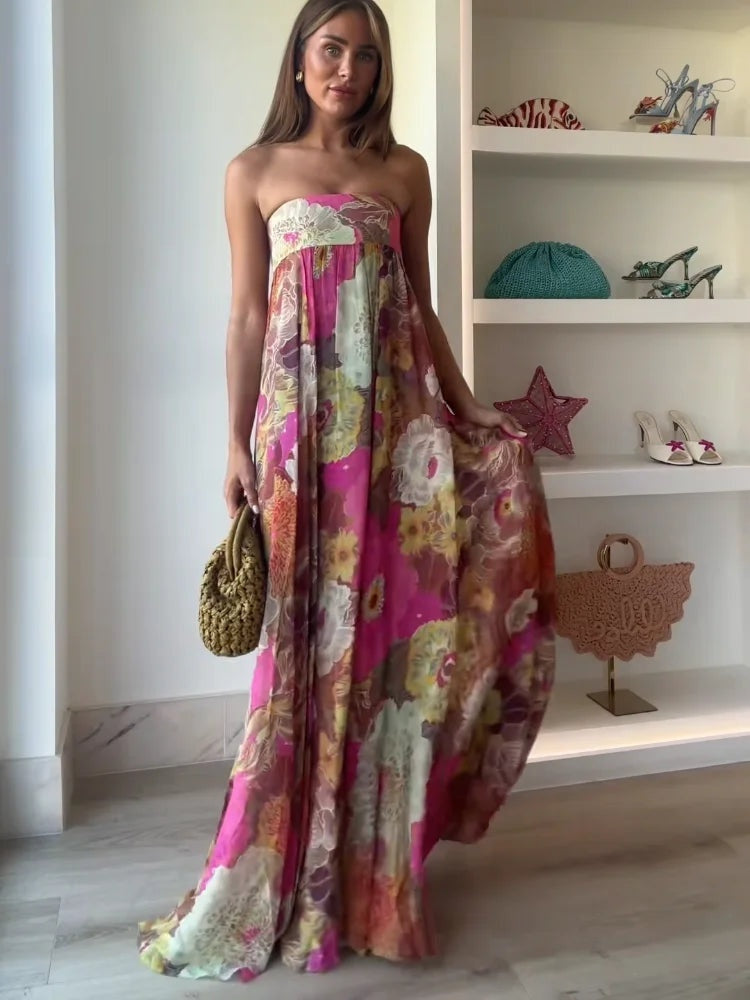 Amparo | Vestido Largo de Fiesta Mujer Estampado Palabra de Honor