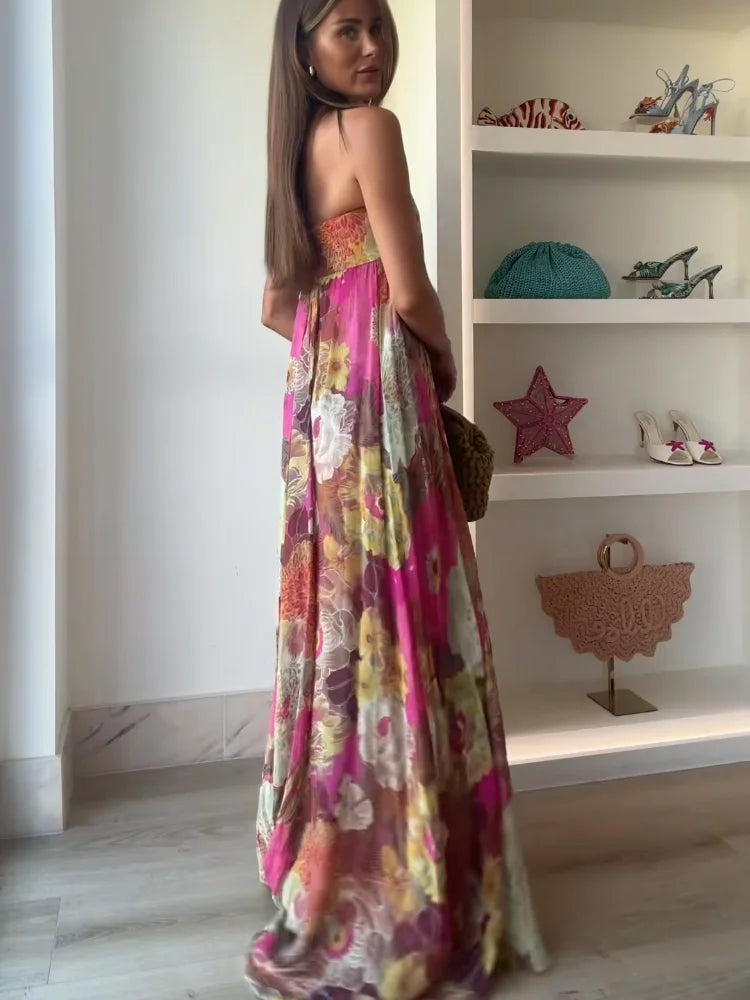 Amparo | Vestido Largo de Fiesta Mujer Estampado Palabra de Honor