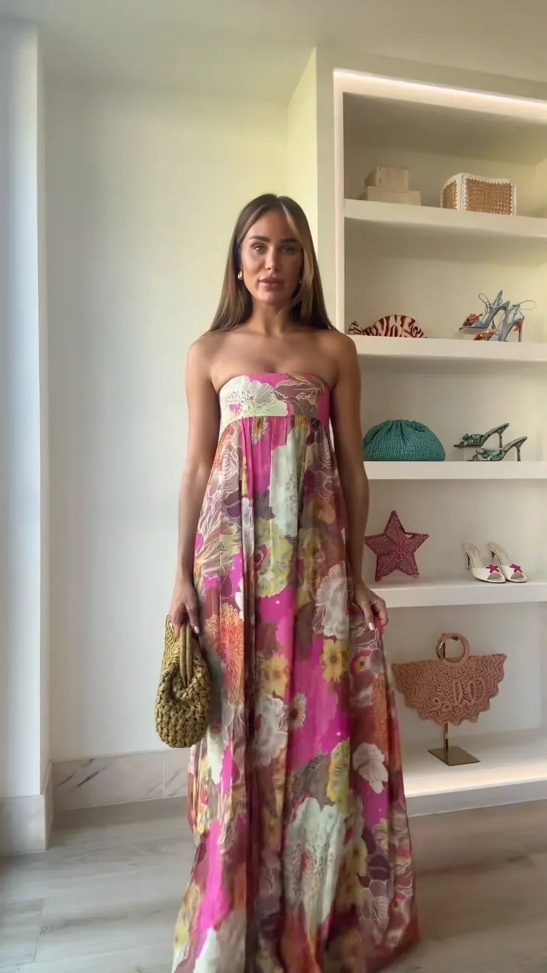 Amparo | Vestido Largo de Fiesta Mujer Estampado Palabra de Honor