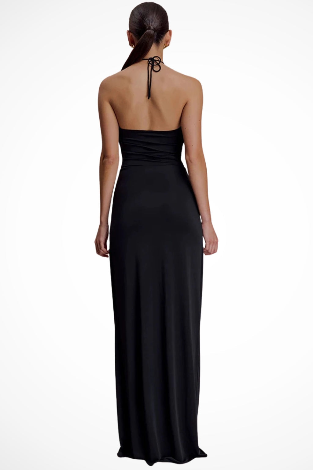 Soledad | Vestido Largo de Fiesta Halter Mujer Detalle Metálico Espalda Descubierta