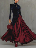 Natalia | Vestido Largo de Fiesta Bicolor Mujer Cuello Alto Manga Larga