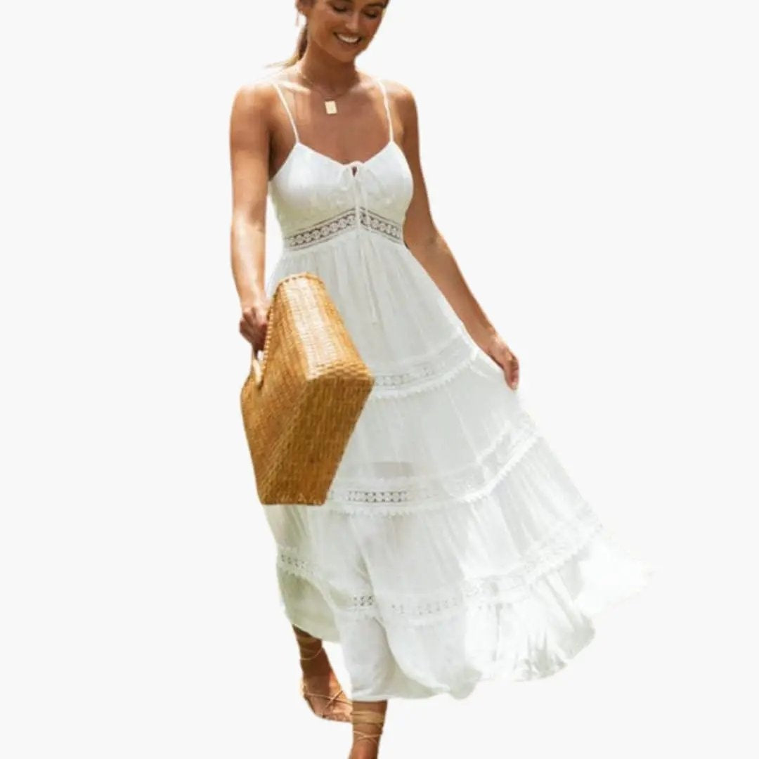 Marisol | Vestido Largo de Novia Boho Mujer Encaje Tirantes