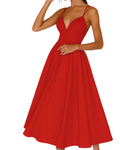Remedios | Vestido Midi de Invitada de Boda Mujer Escote V Tirantes