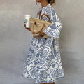 Montserrat | Vestido Midi de Invitada Estampado Geométrico Mujer Manga Larga