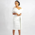 Encarnación | Vestido Midi de Novia Civil Mujer Hombros Descubiertos